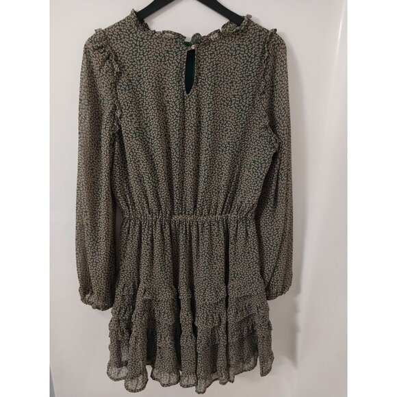 &Merci Ruffle Neck Long Sleeve Pocket Dress All Over Print Sz M - Picture 2 of 15